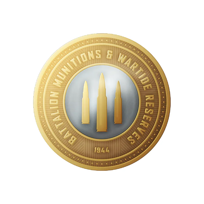 Gold Battalion munitions emblem with three bullets